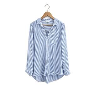 BeachLunchLounge Oversized Blue White Striped Button Down Shirt Sz L
